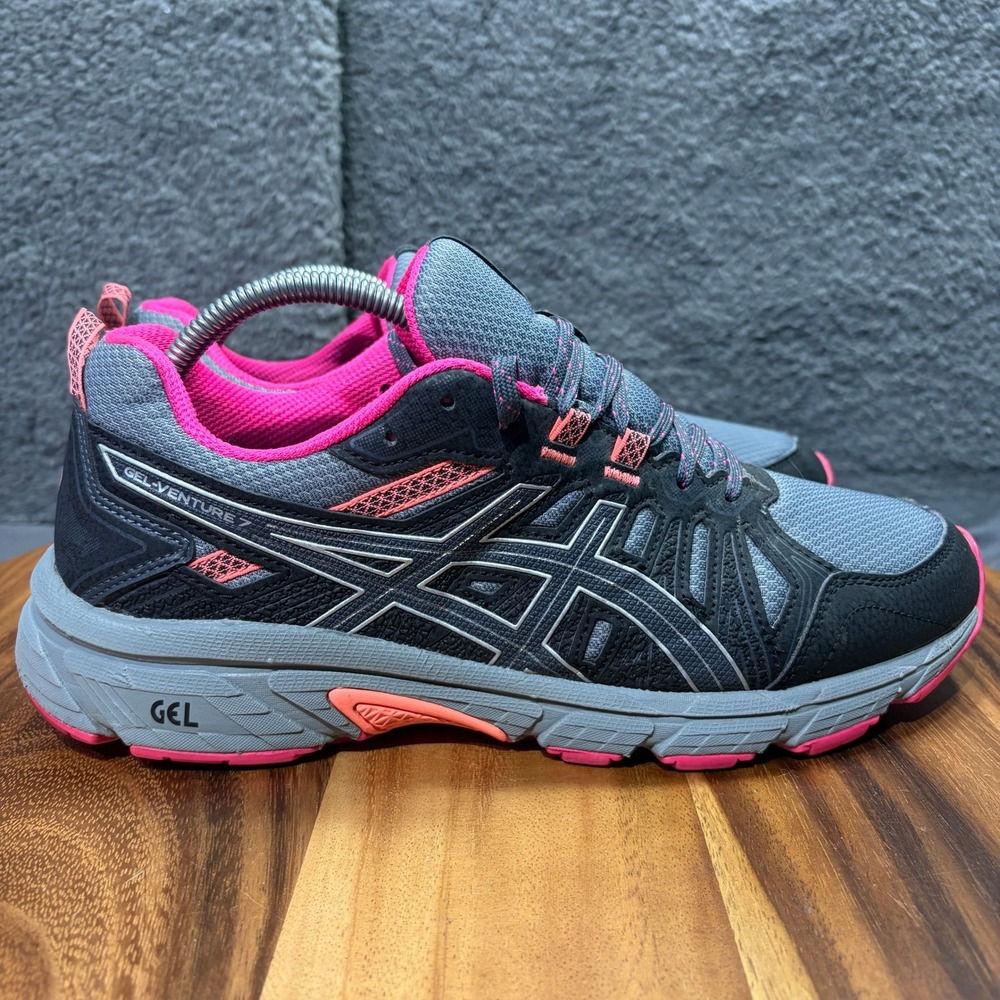 Asics Gel-Venture 7 Womens Trail Running Shoes Black Pink 1012A476 Size 11